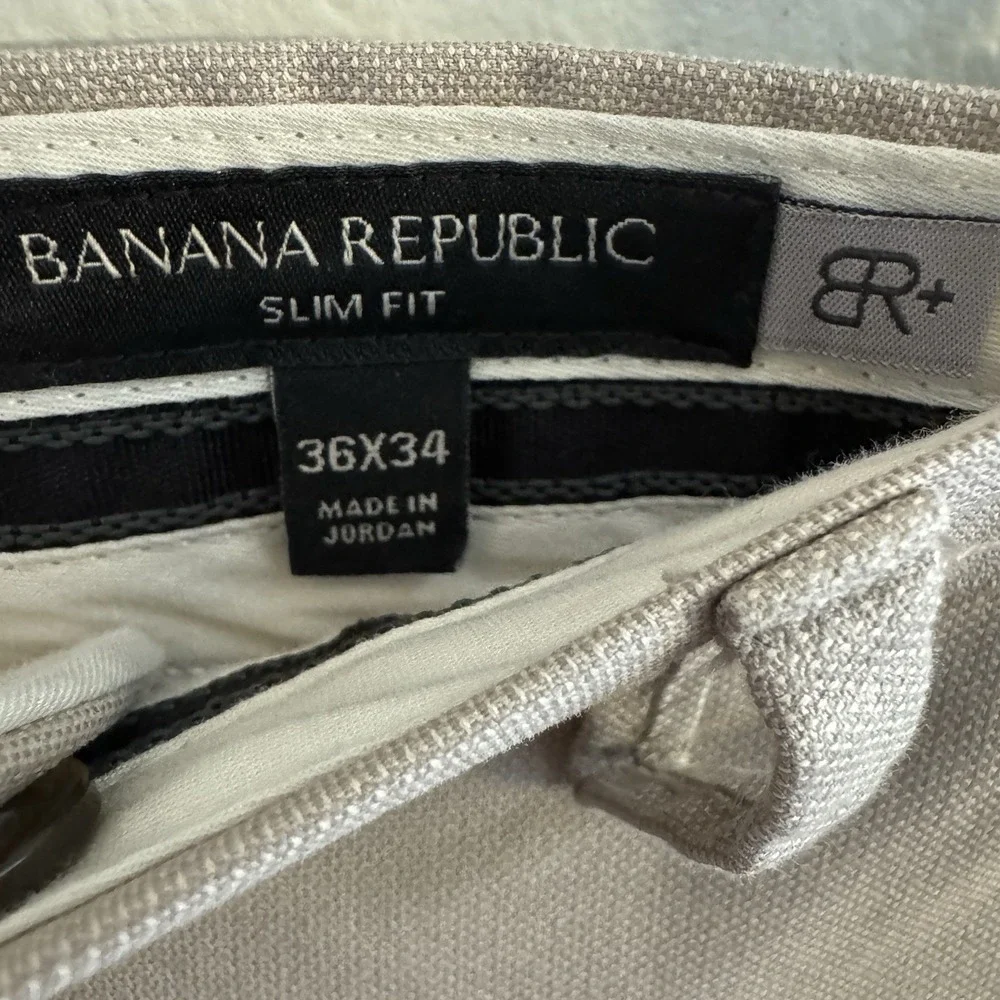 Banana Republic Chino Pants Men's 36x34 Beige Slim Fit Straight Twill Pockets